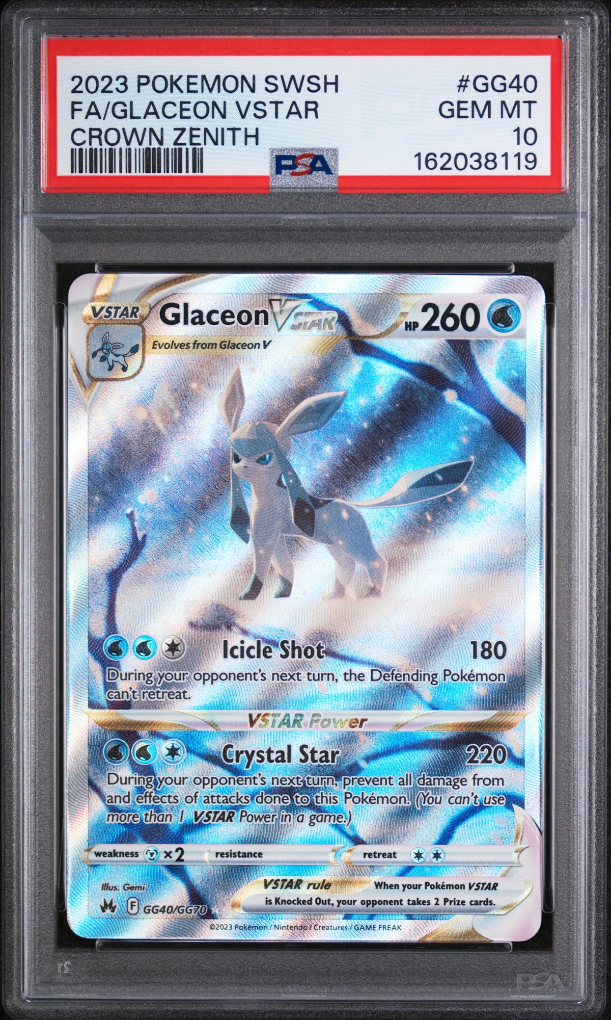 Glaceon Vstar GG40/GG70 Sword Shield Crown Zenith Pokemon PSA 10