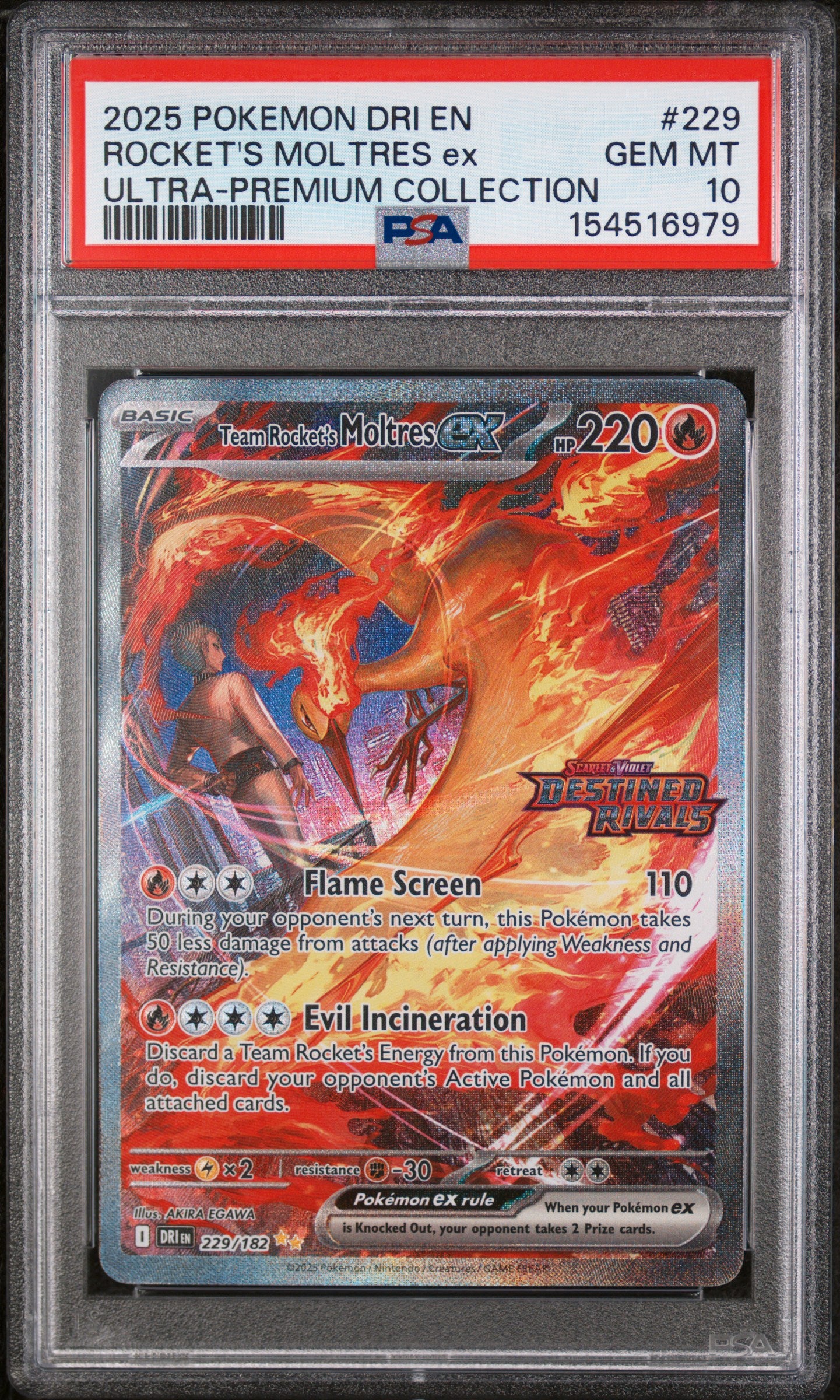 Team Rocket's Moltres EX 229/182 Ultra-Premium Collection Pokemon PSA 10