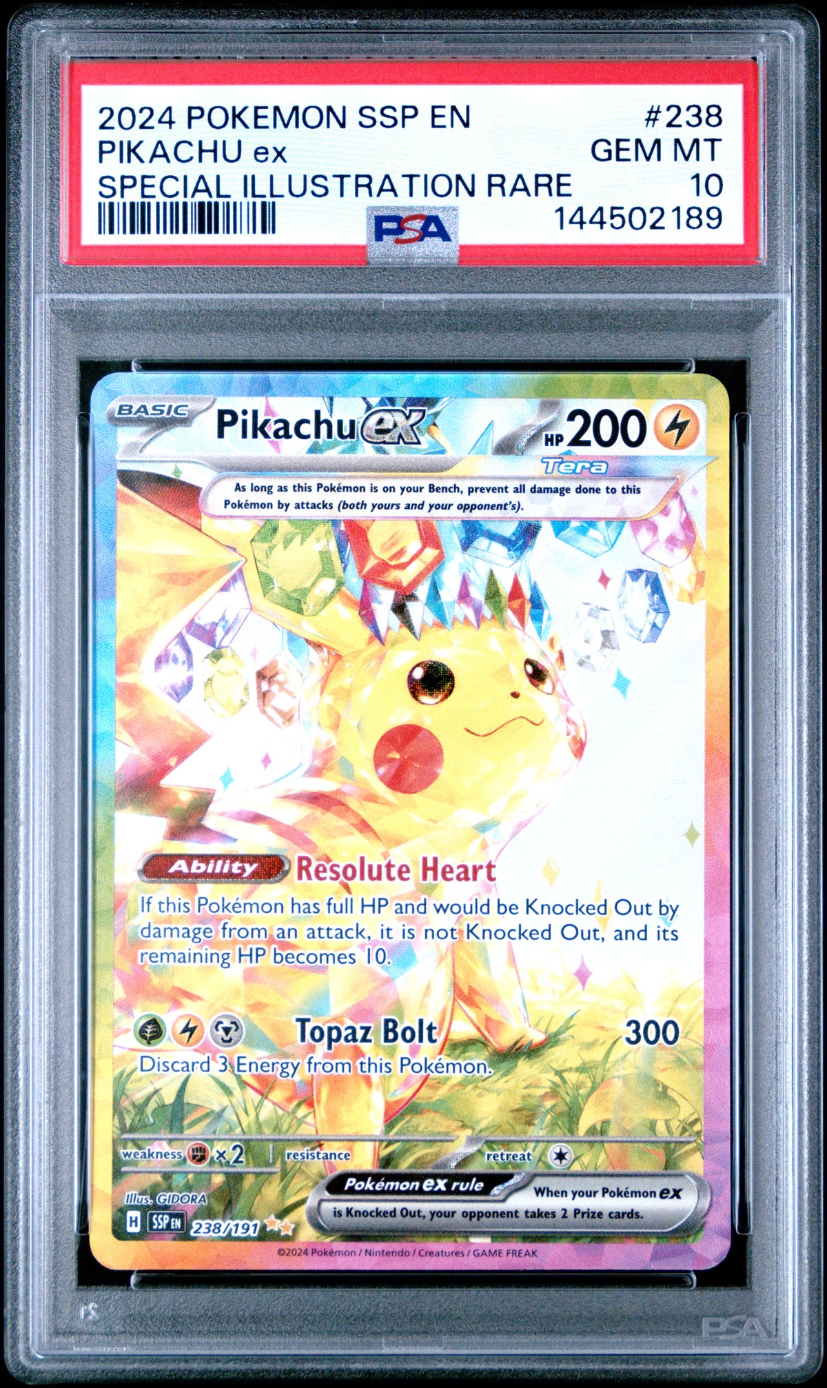 Pikachu EX 238/191 Special Illustration Rare Pokemon PSA 10