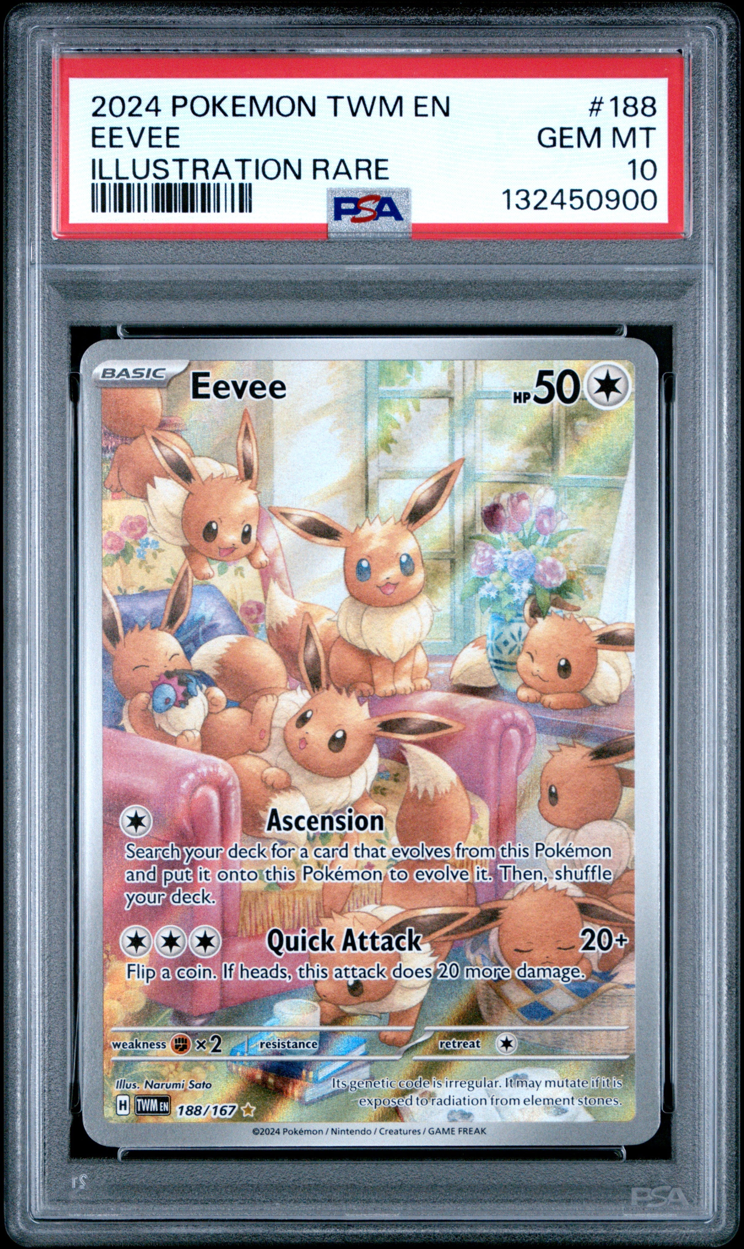 Eevee 188/167 Illustration Rare Twm En-Twilight Masquerade Pokemon PSA 10