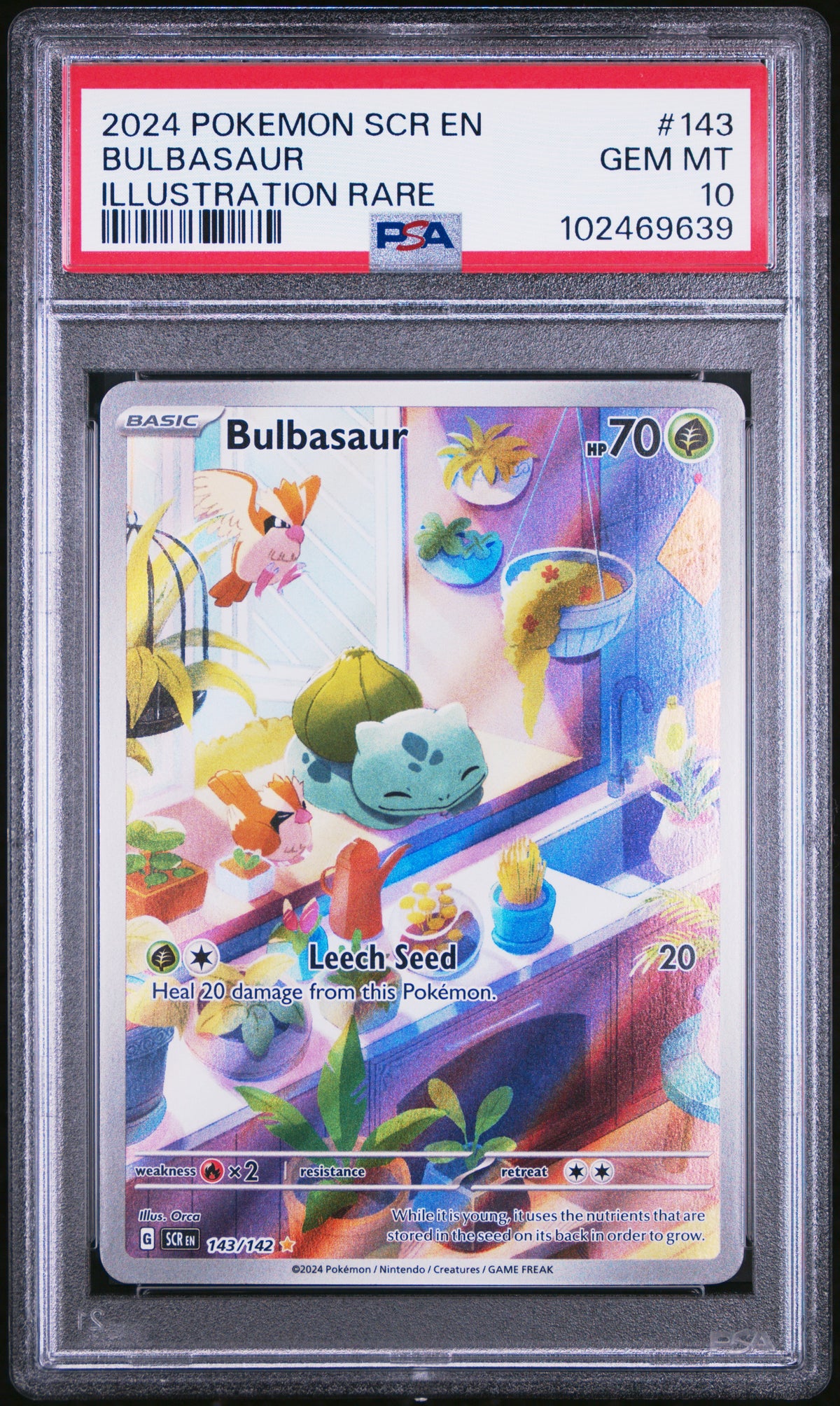 Bulbasaur 143/142 Illustration Rare Stellar Crown Pokemon PSA 10
