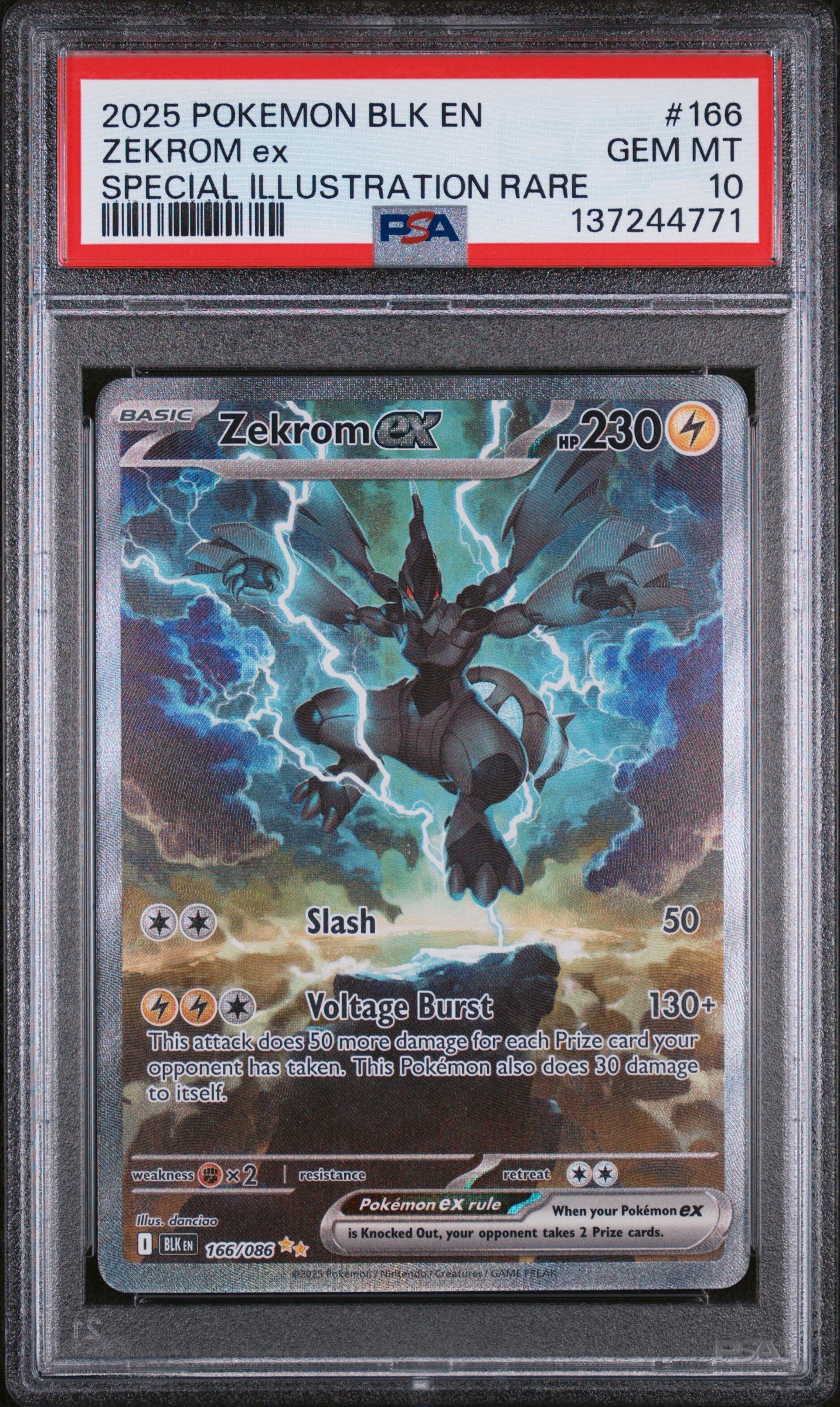 Zekrom EX 166/086 Special Illustration Rare Black Bolt Pokemon PSA 10