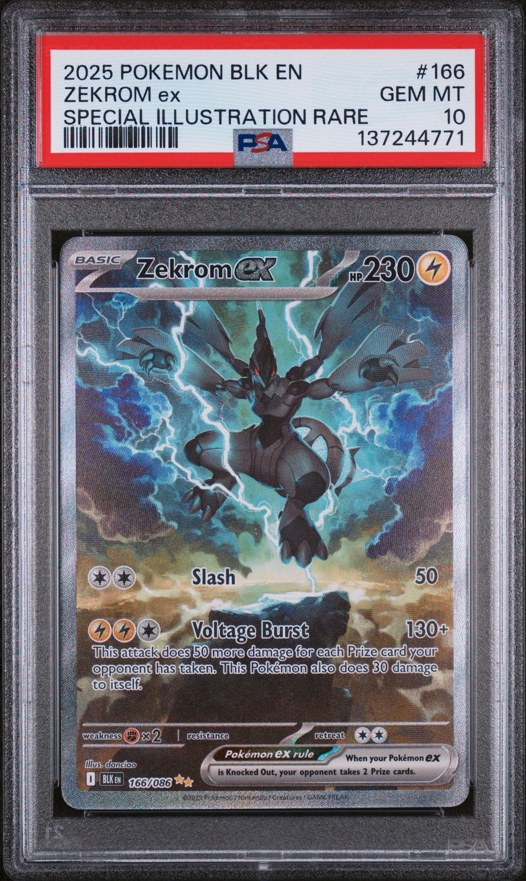 Zekrom EX 166/086 Special Illustration Rare Black Bolt Pokemon PSA 10