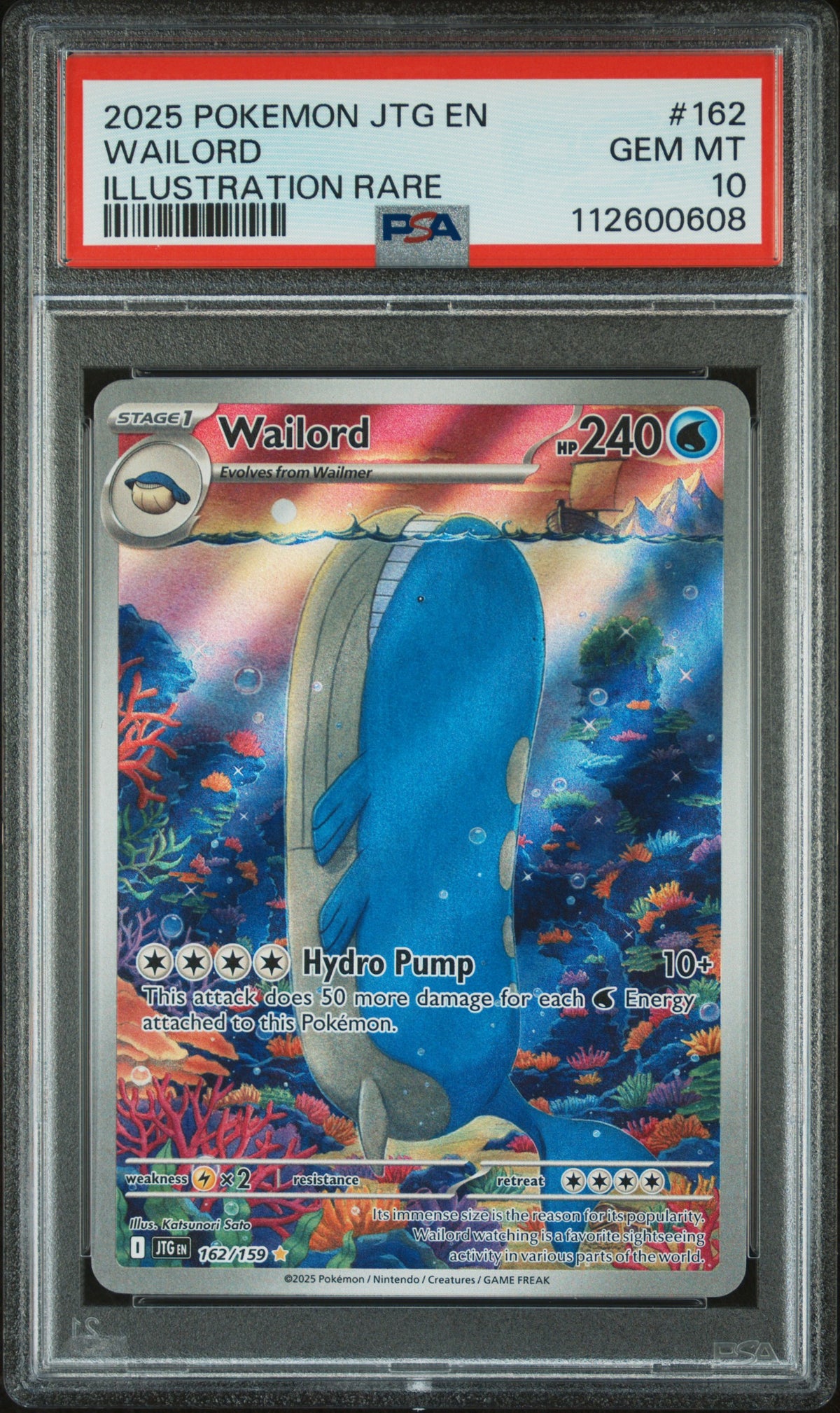 Wailord 162/159 Illustration Rare Journey Together Pokemon PSA 10