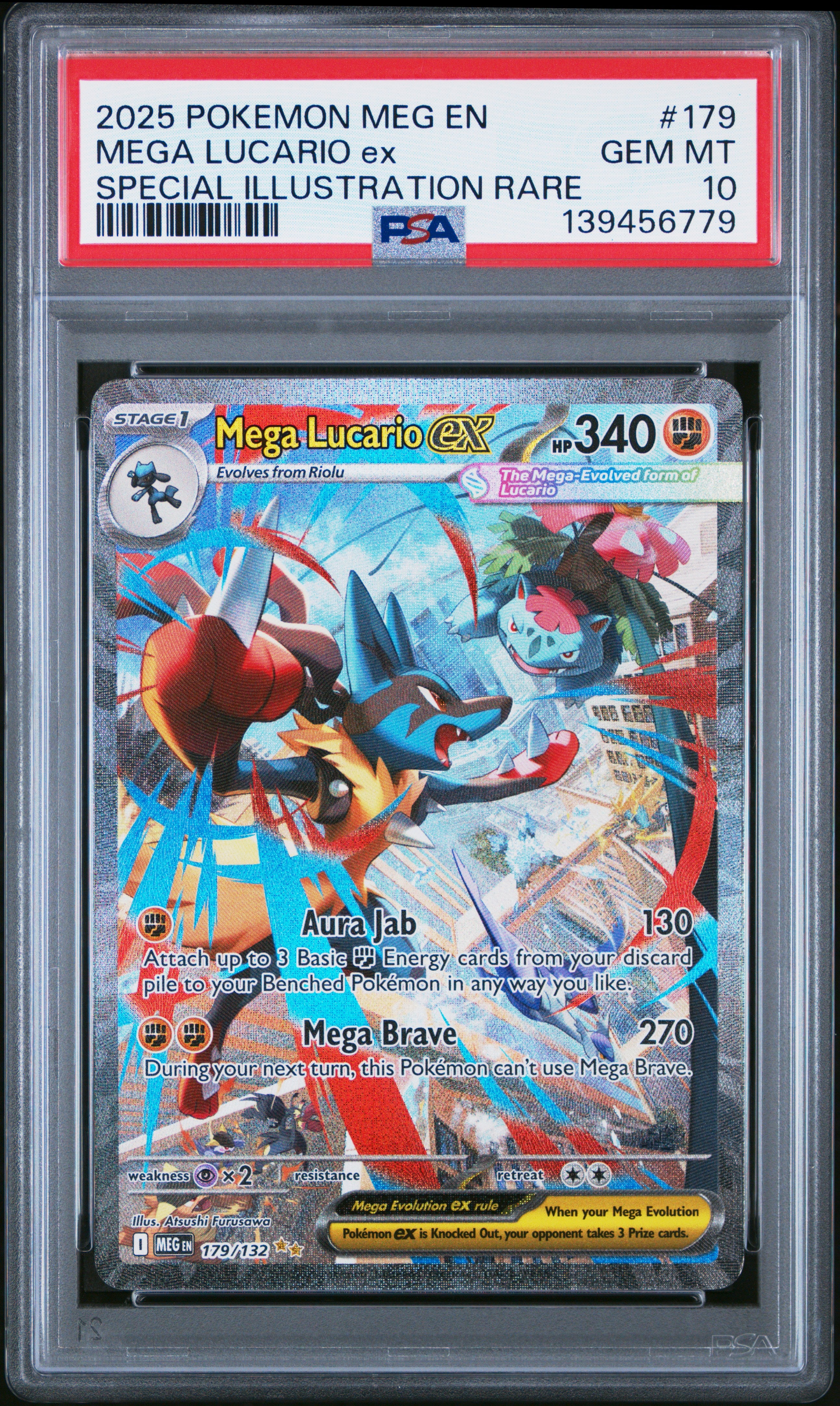 Mega Lucario EX 179/132 Special Illustration Rare Mega Evolution Pokemon PSA 10