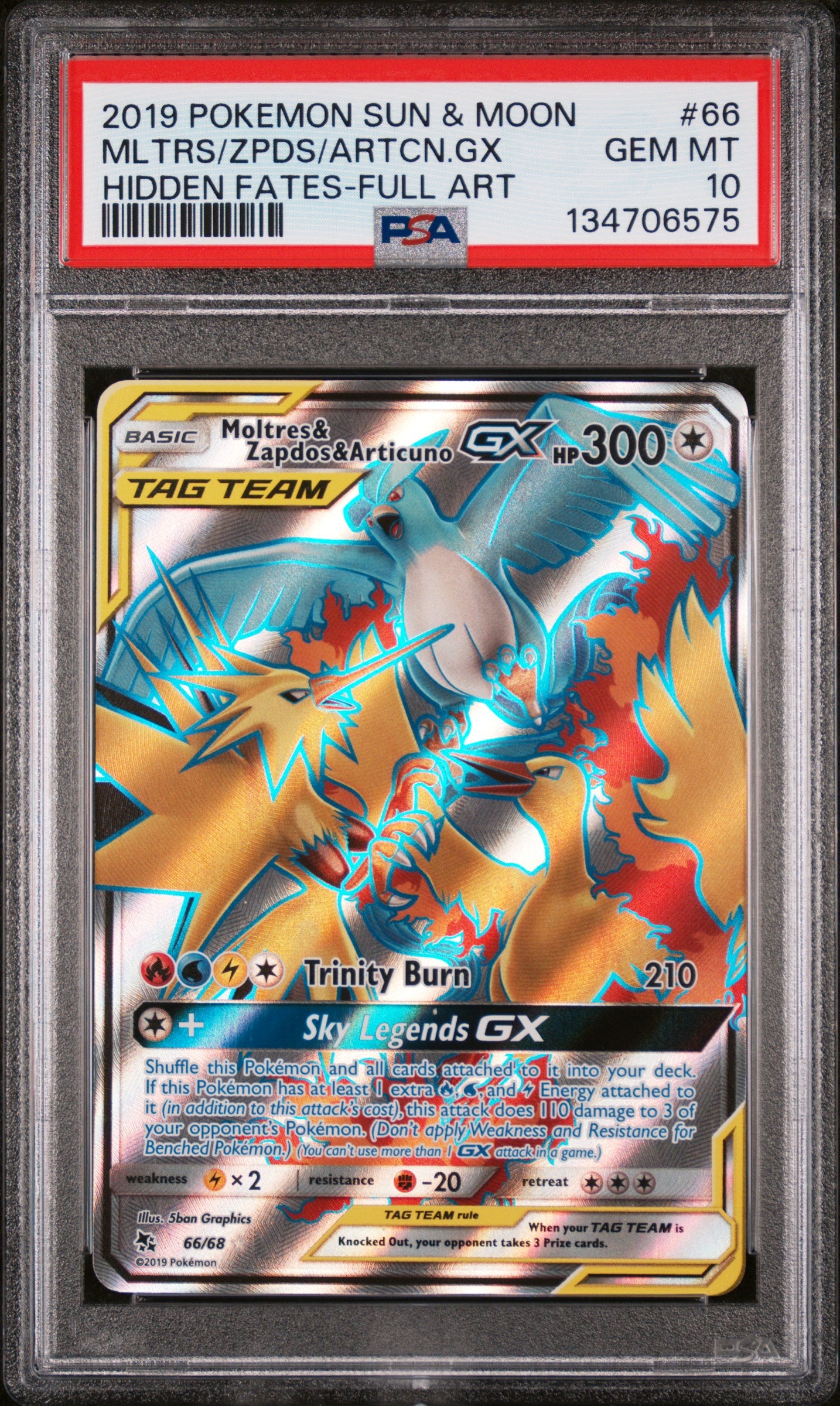 Moltres & Zapdos & Articuno Gx 66/68 Hidden Fates Pokemon PSA 10